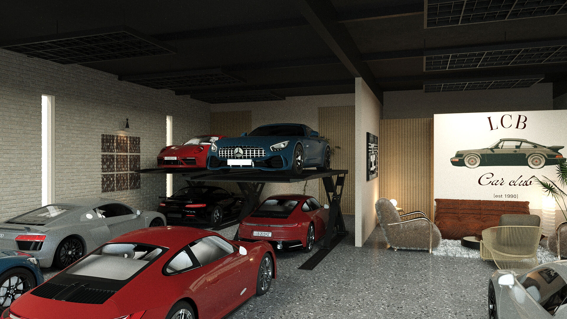 MODERN CARS WORKSHOP OFFICE 3D model_3