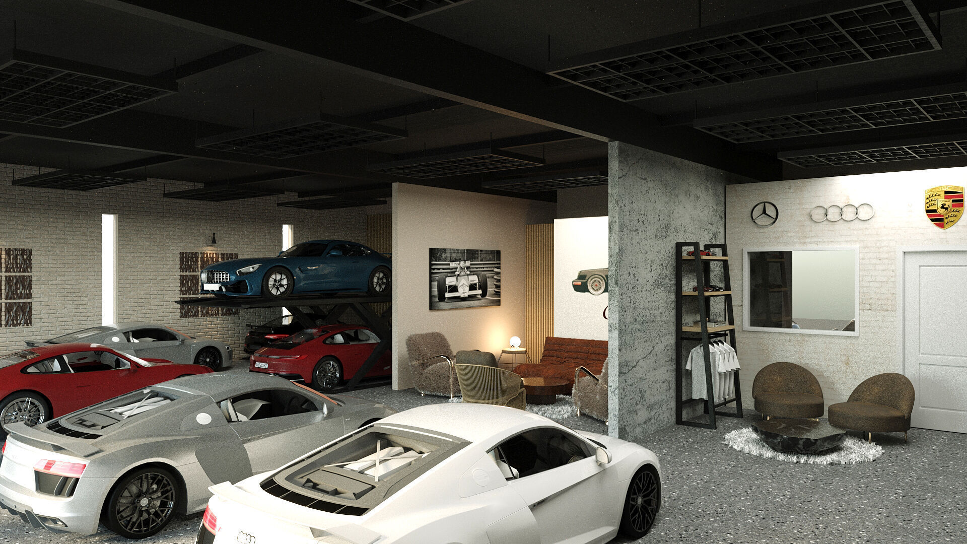 MODERN CARS WORKSHOP OFFICE 3D model_4