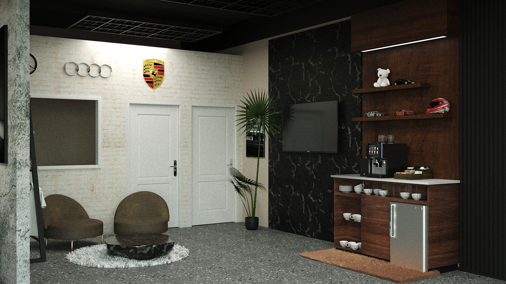 MODERN CARS WORKSHOP OFFICE 3D model_2