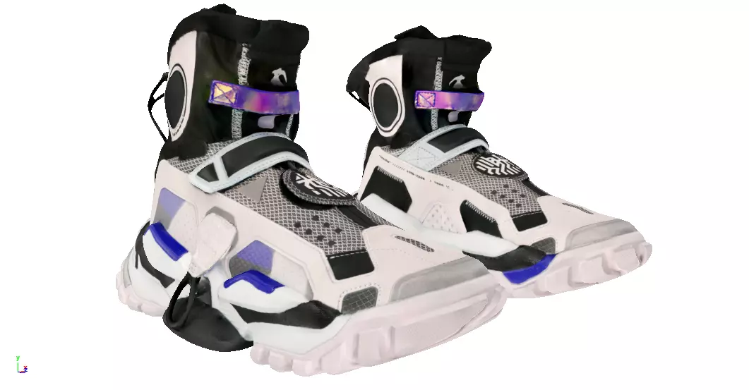 Cyperpunk techwear footwear sneaker fashion shoes Low-poly 3D model_0