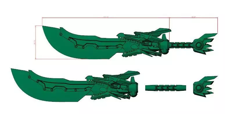 Transformers Thundertron Dragon Crescent Blade 3D print model_0