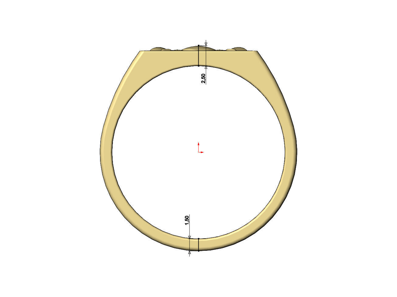 Claddagh heart crown rectangular signet ring US sizes 6to12 3D print model_7