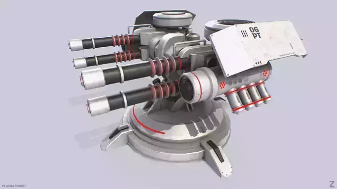 Plasma turret Low-poly 3D model Plasma turret Low-poly 3D model