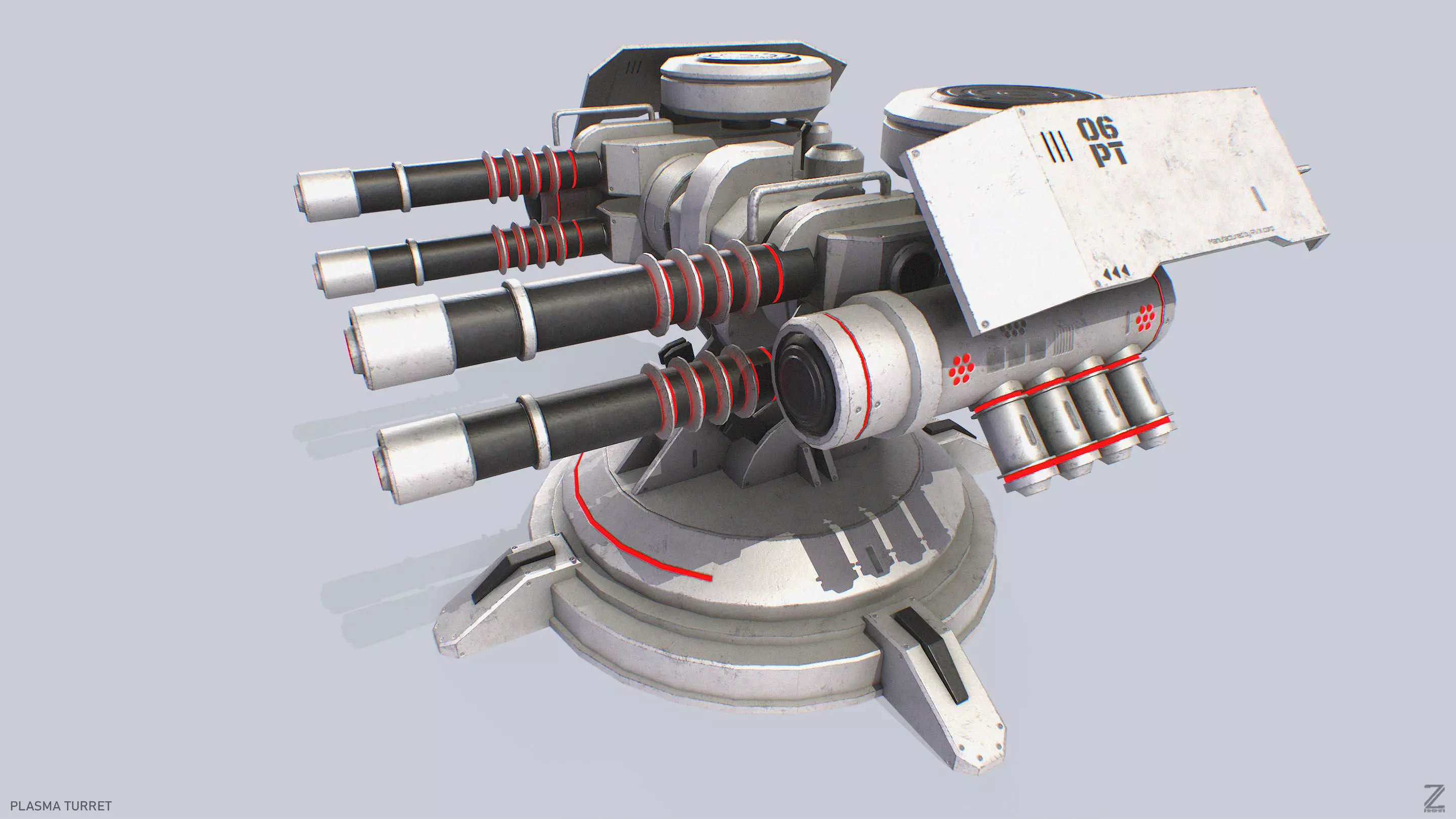 Plasma turret Low-poly 3D model_0