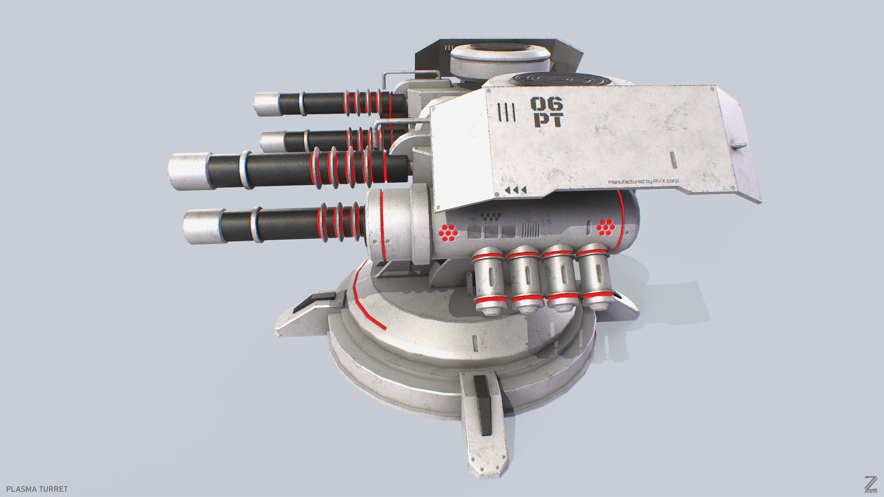 Plasma turret Low-poly 3D model_2