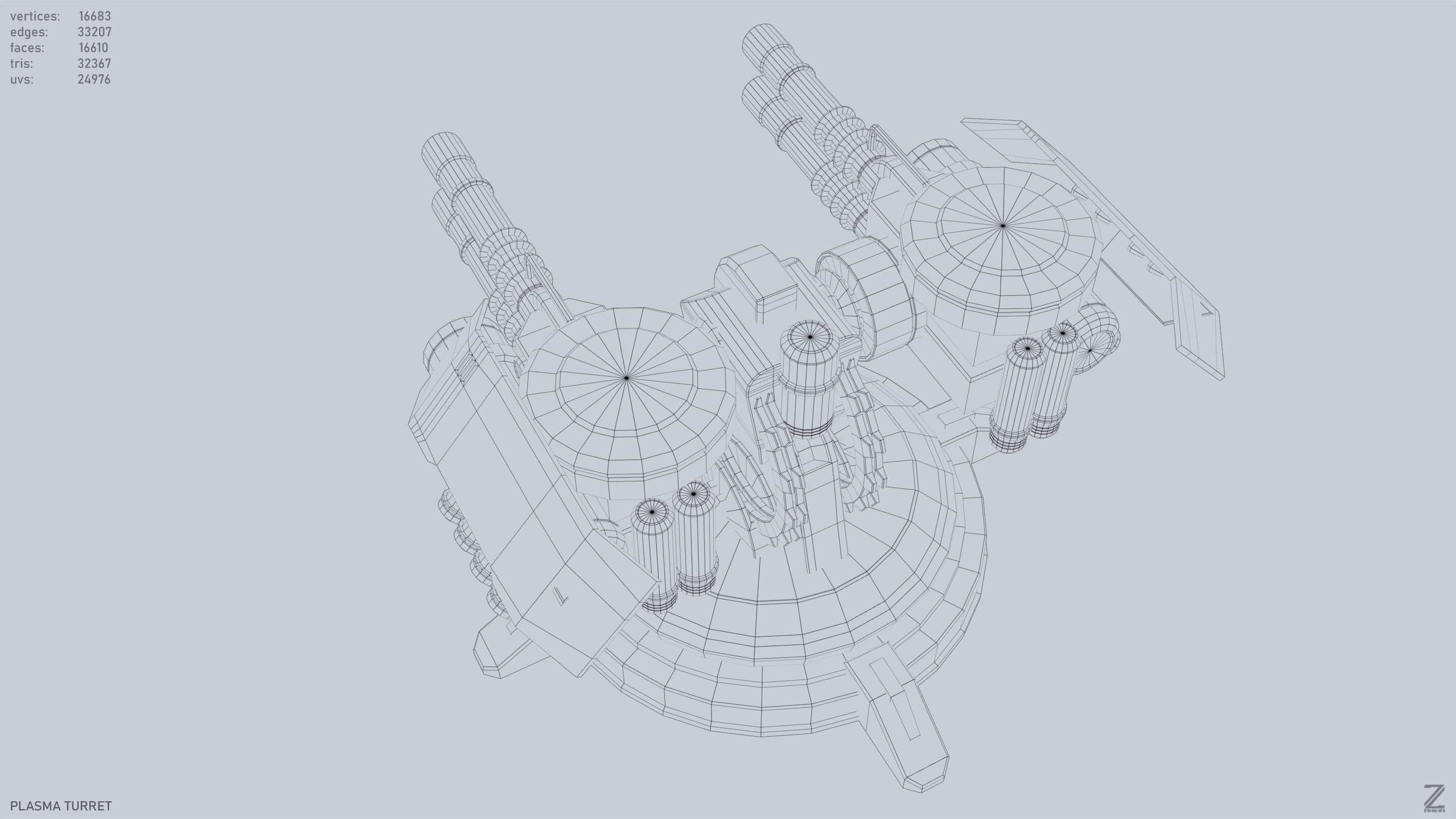 Plasma turret Low-poly 3D model_12