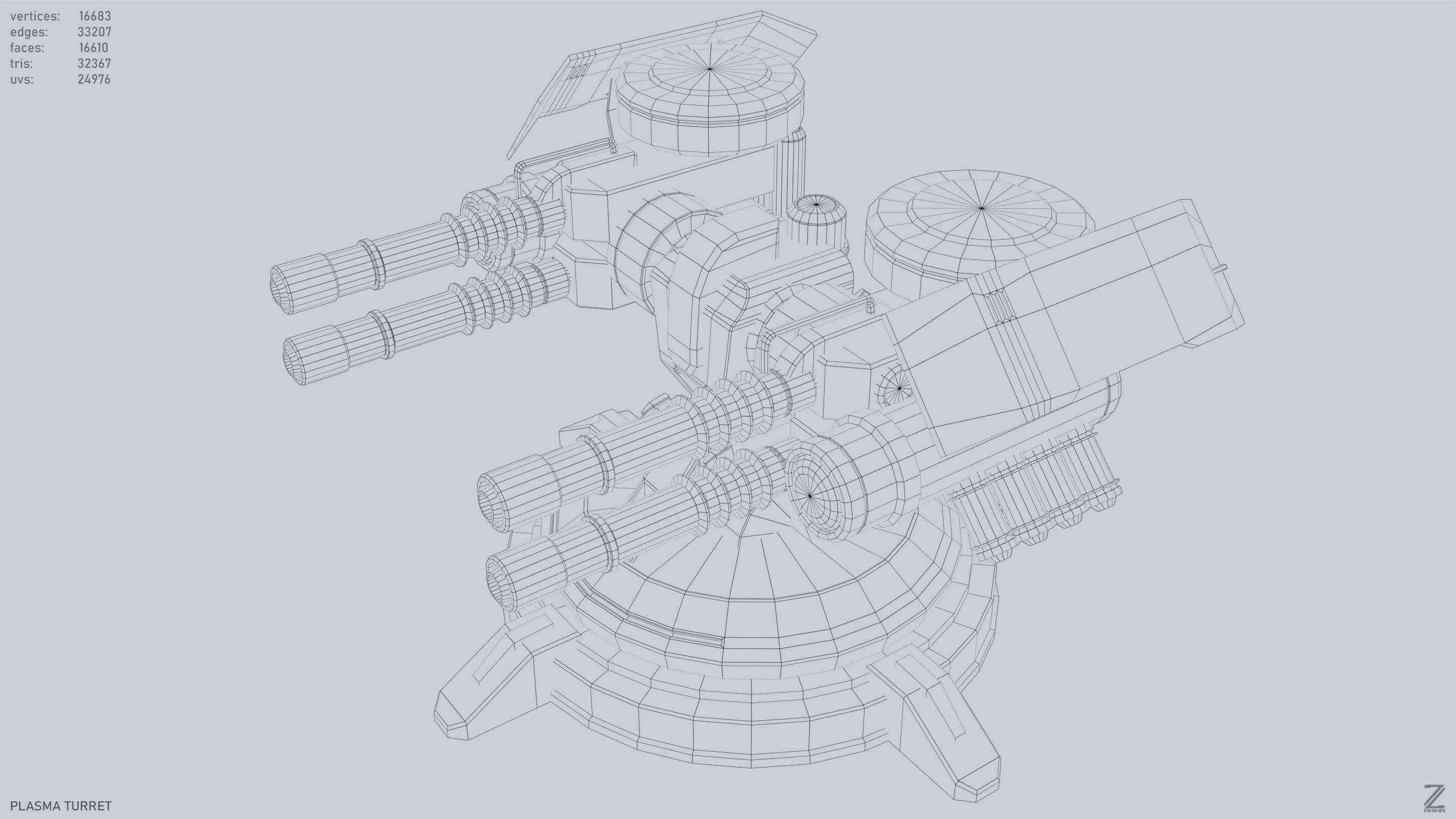 Plasma turret Low-poly 3D model_15