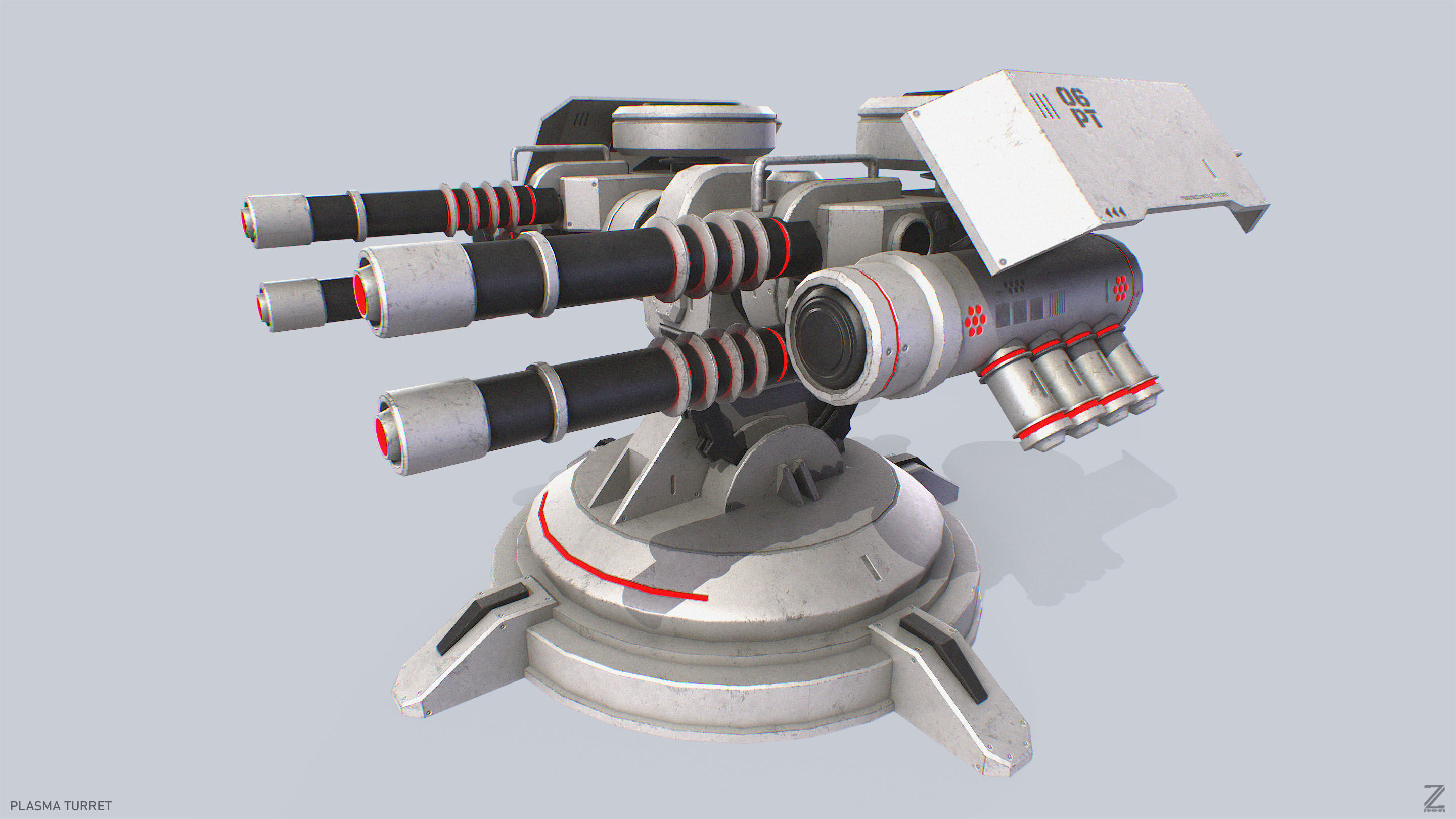 Plasma turret Low-poly 3D model_7