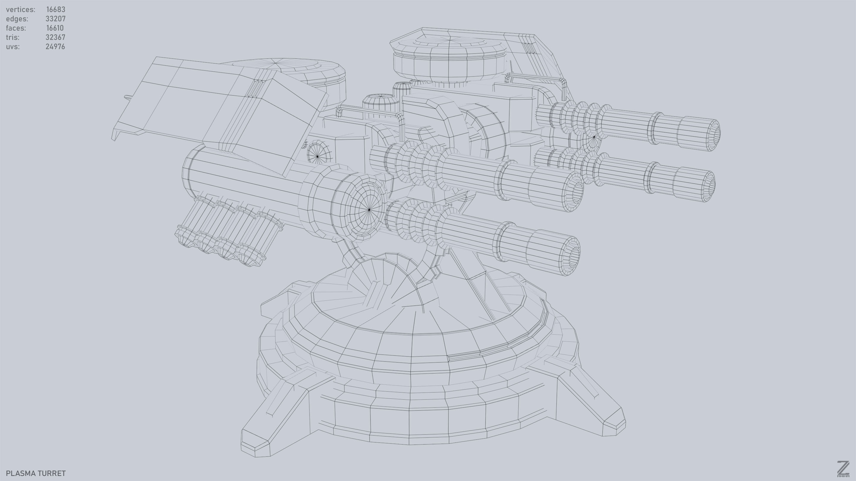 Plasma turret Low-poly 3D model_14