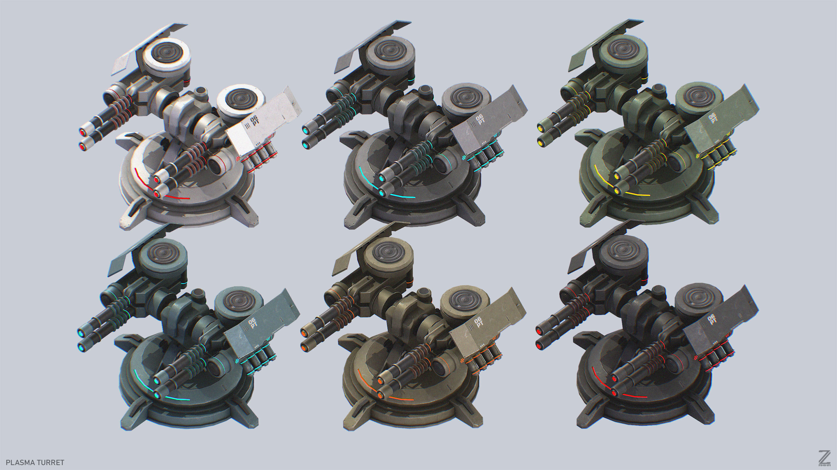 Plasma turret Low-poly 3D model_3