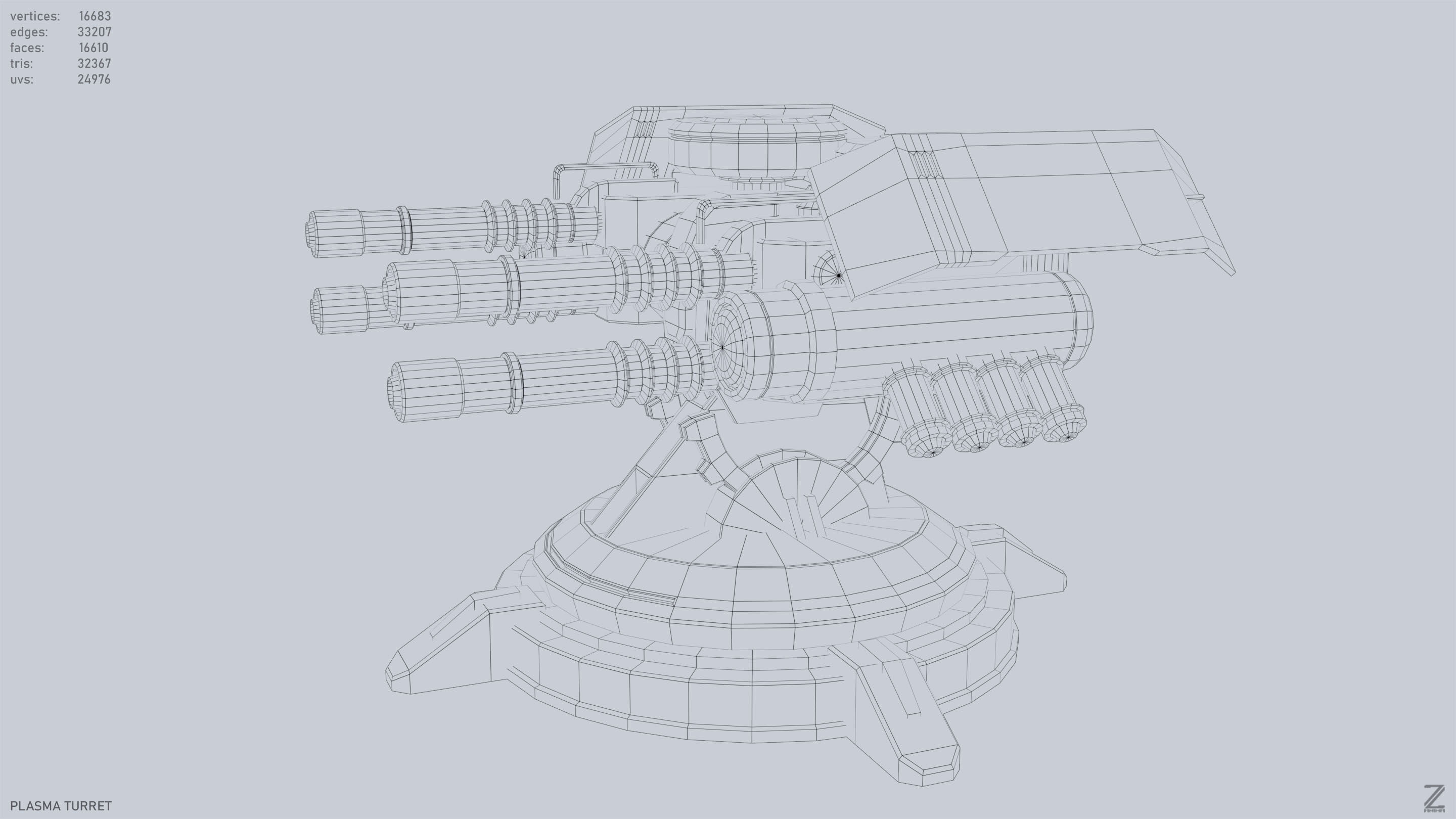 Plasma turret Low-poly 3D model_10