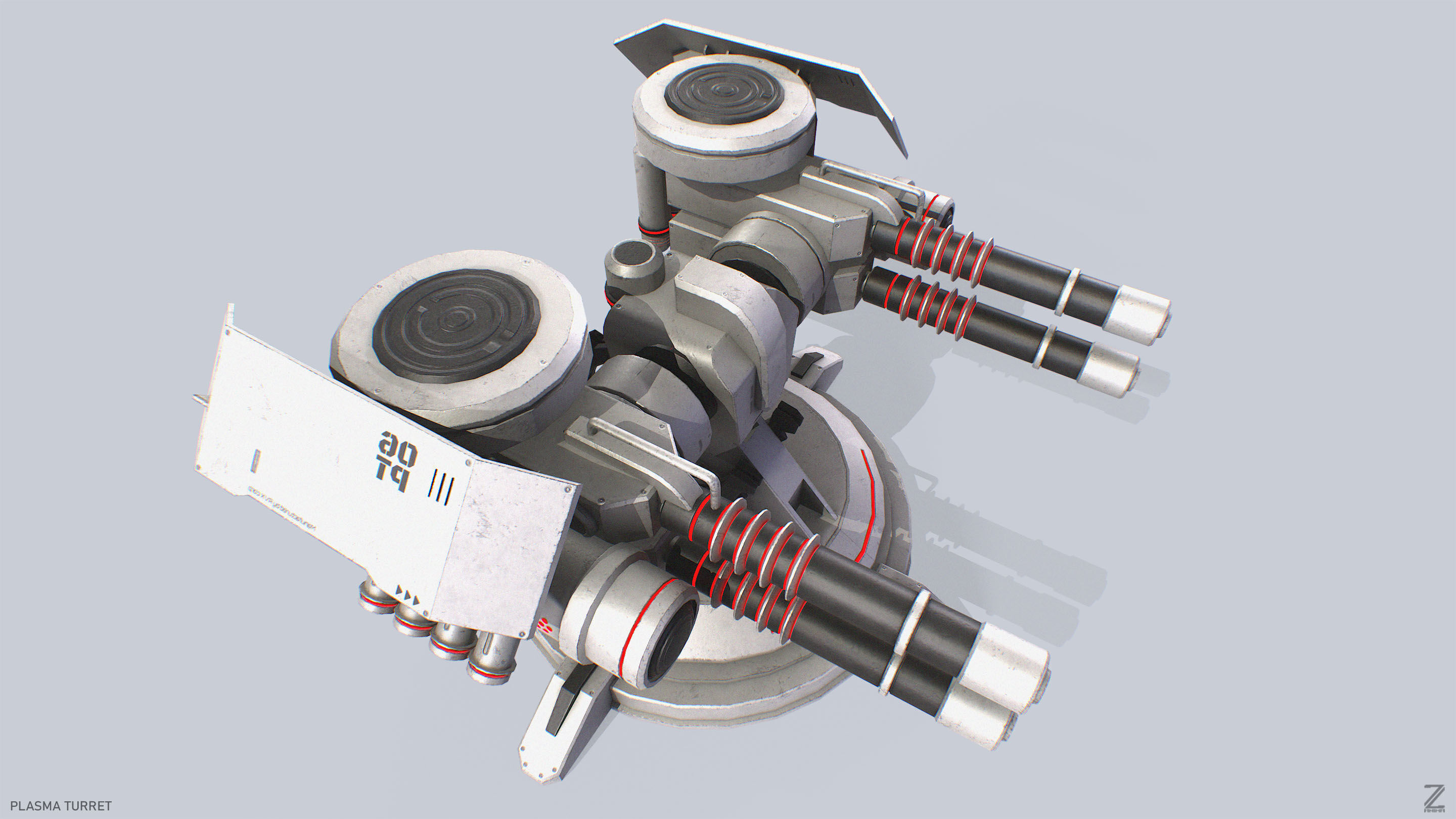Plasma turret Low-poly 3D model_6