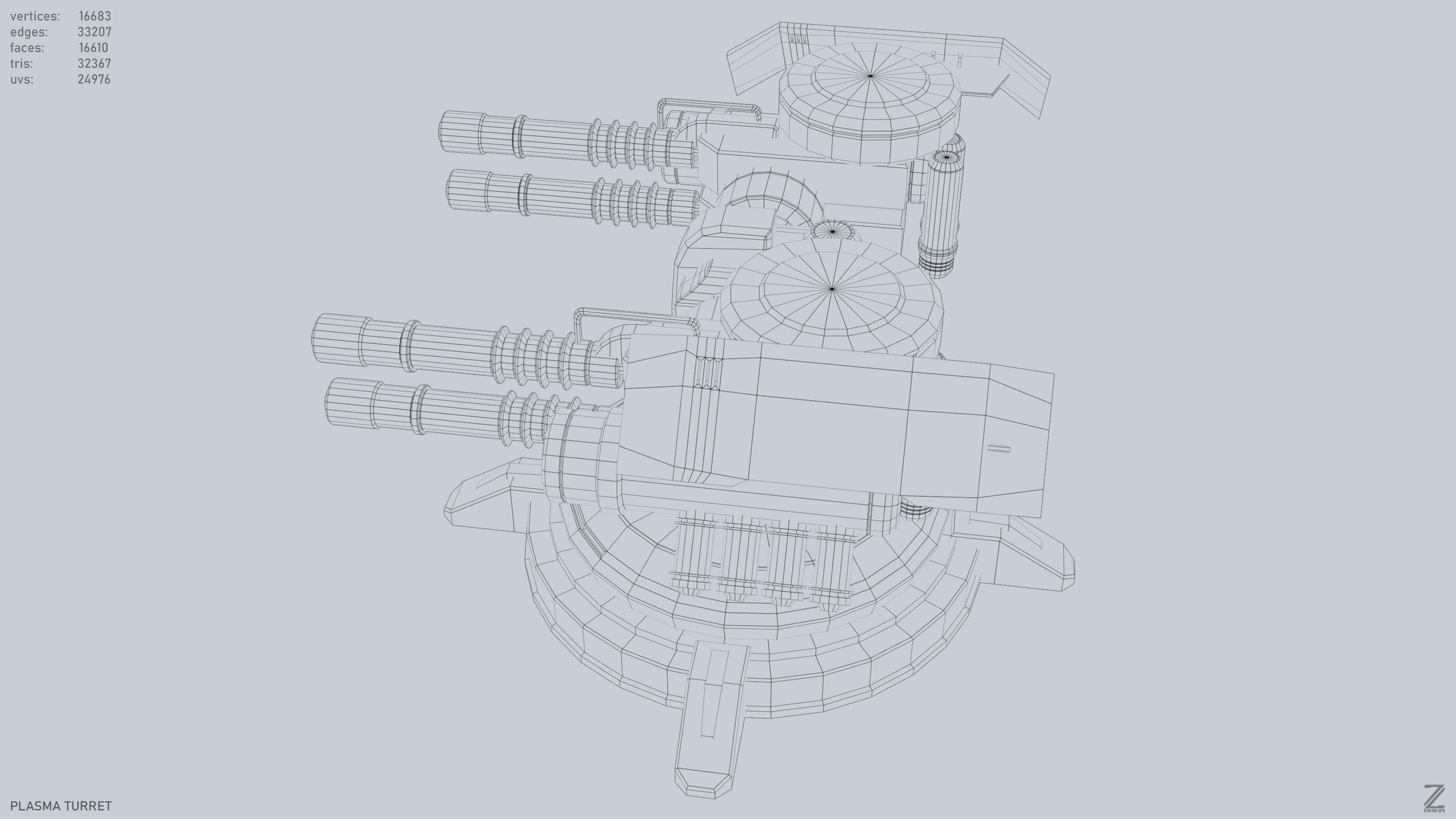 Plasma turret Low-poly 3D model_11