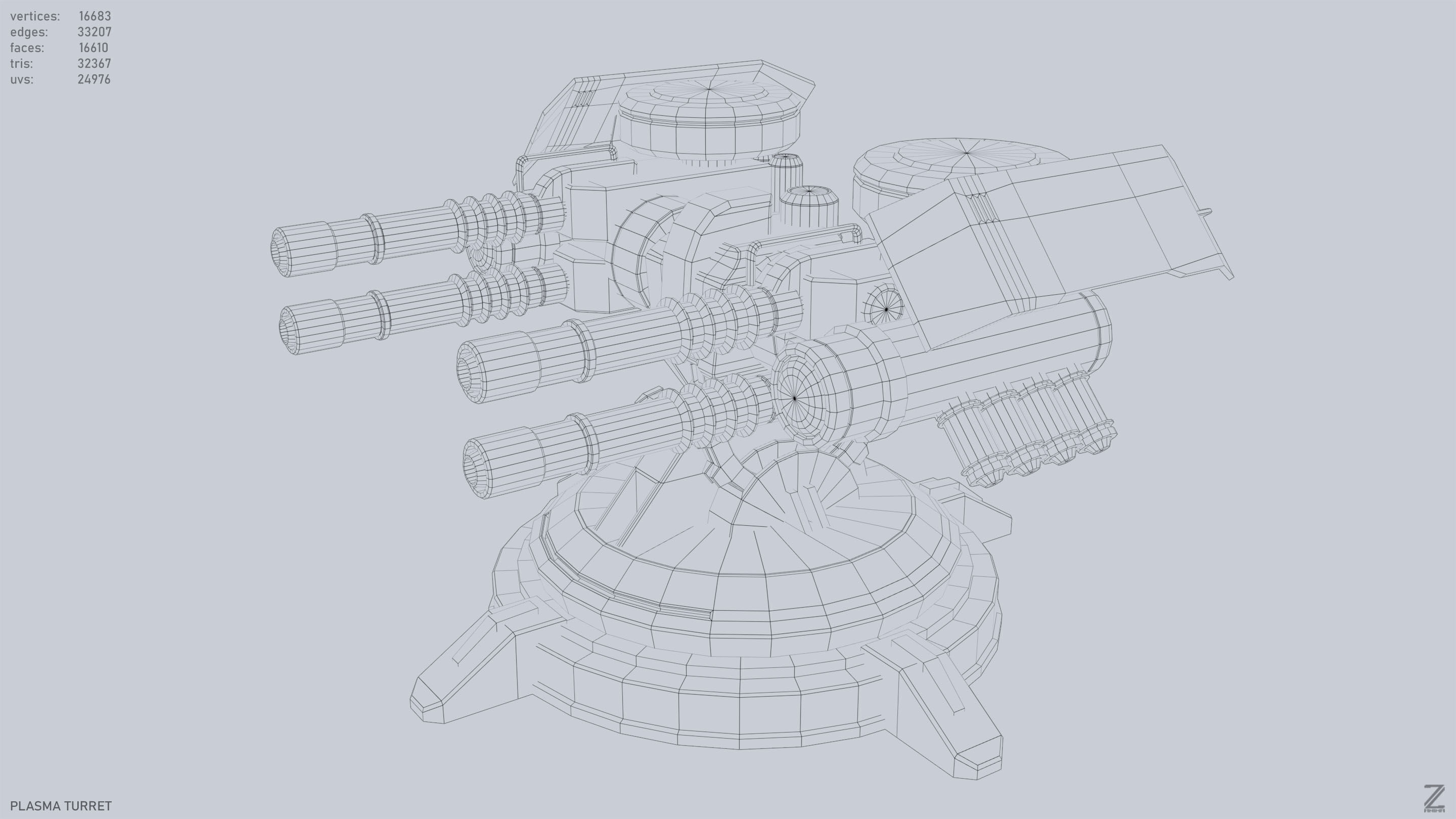 Plasma turret Low-poly 3D model_9