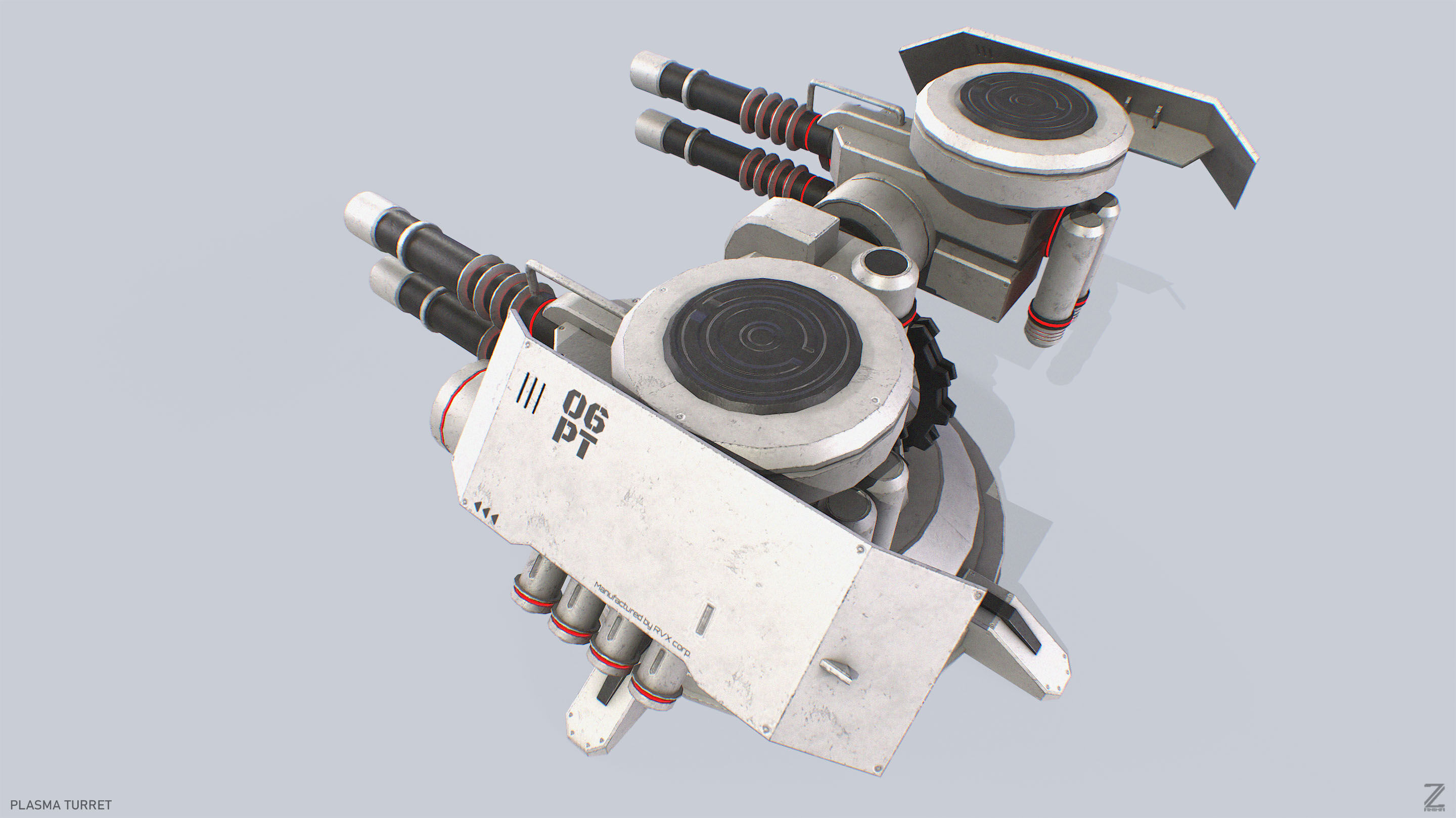 Plasma turret Low-poly 3D model_5