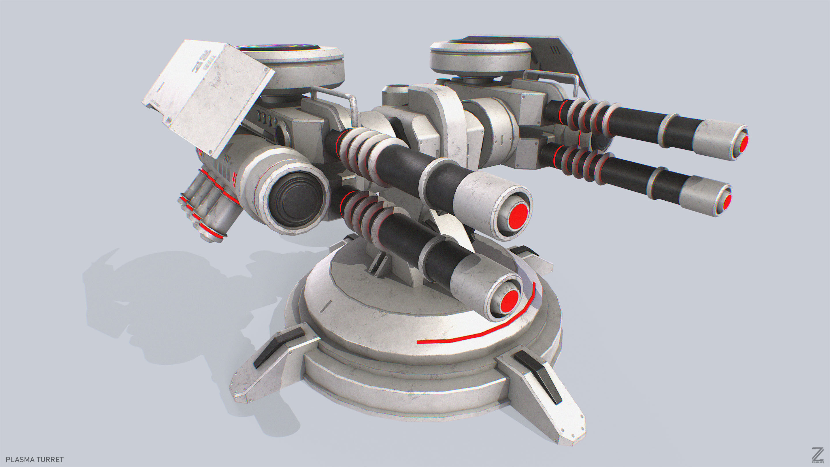 Plasma turret Low-poly 3D model_8