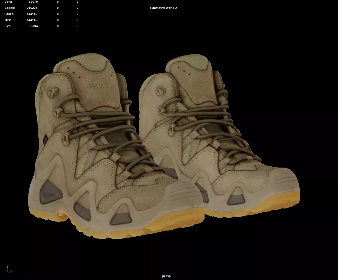 Military army boots outdoor fashion shoes Low-poly 3D model