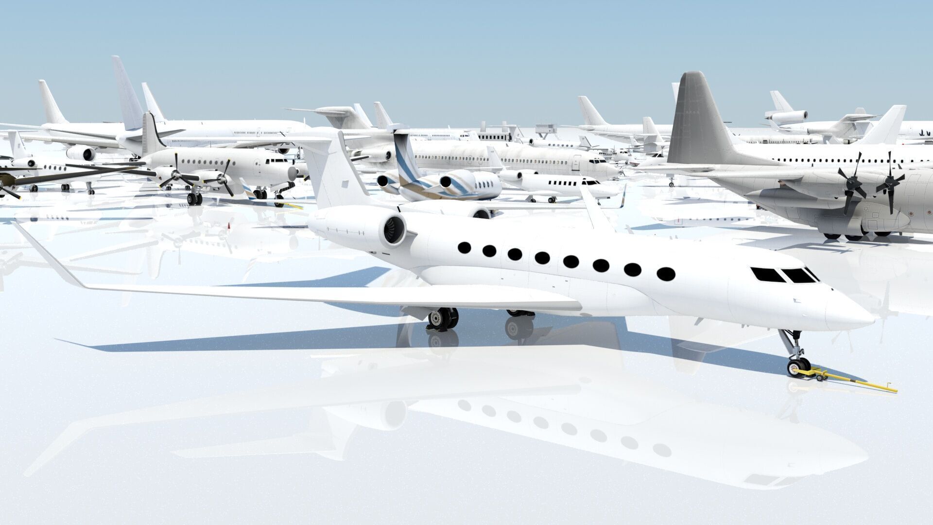 US Long Range G 650 Private Jet Static Low-poly 3D model_8
