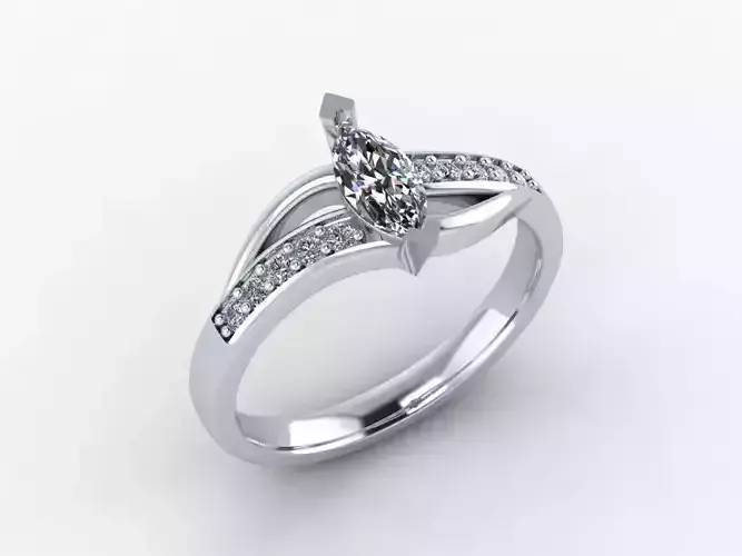 Marquise Diamond Engagement Ring 3D Printable Gold Jewelry Model
