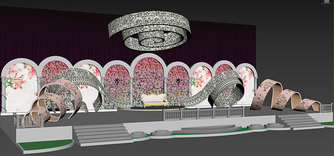Wedding Reception Stage Design 3D model 3D model
