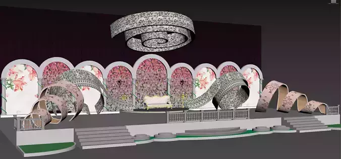 Wedding Reception Stage Design 3D model
