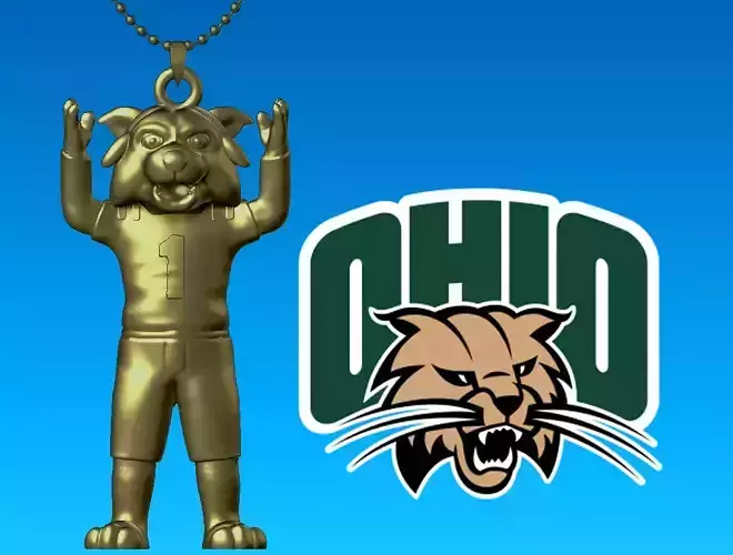 NCAA - Necklaces OHIO BOBCATS - Hanging Figurine 3D print model NCAA - Necklaces OHIO BOBCATS - Hanging Figurine 3D print model