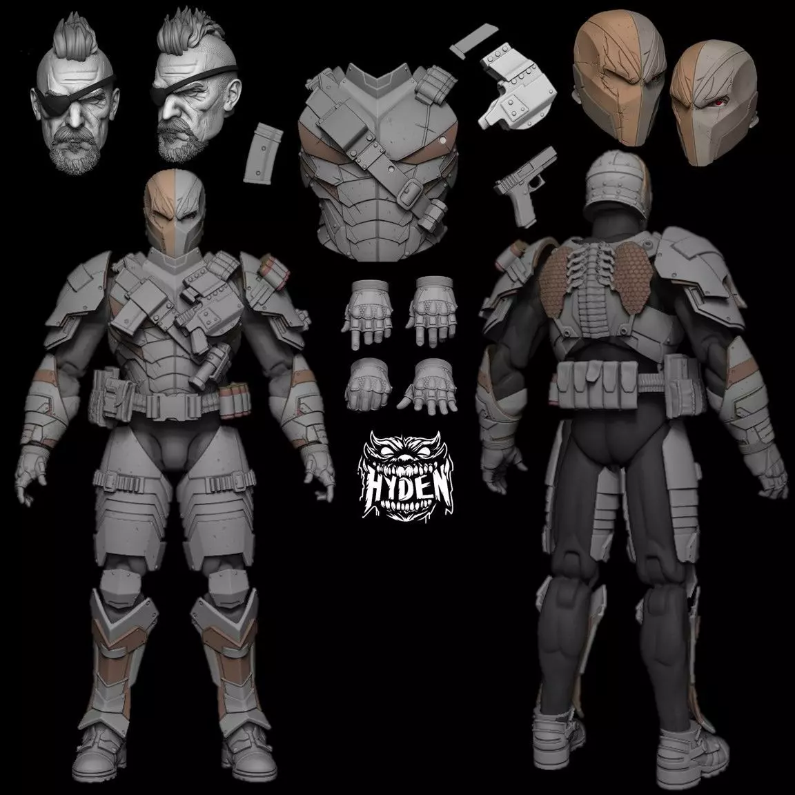 deathstroke armor and heads 3D print model