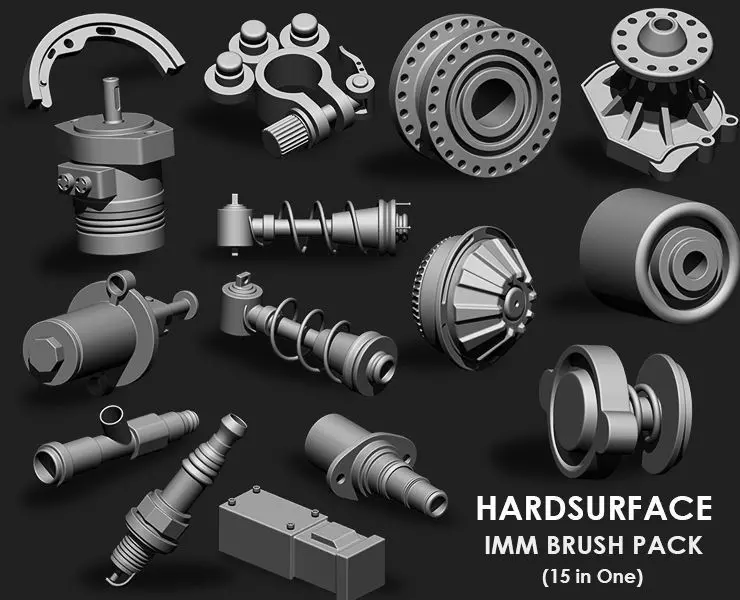Hardsurface IMM Brush Pack 15 in One 3D model_0