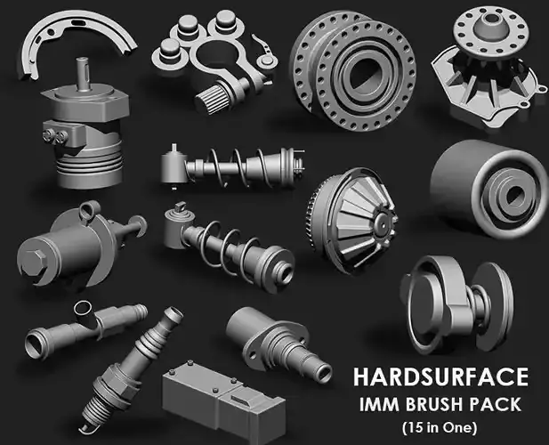 Hardsurface IMM Brush Pack 15 in One 3D model Hardsurface IMM Brush Pack 15 in One 3D model