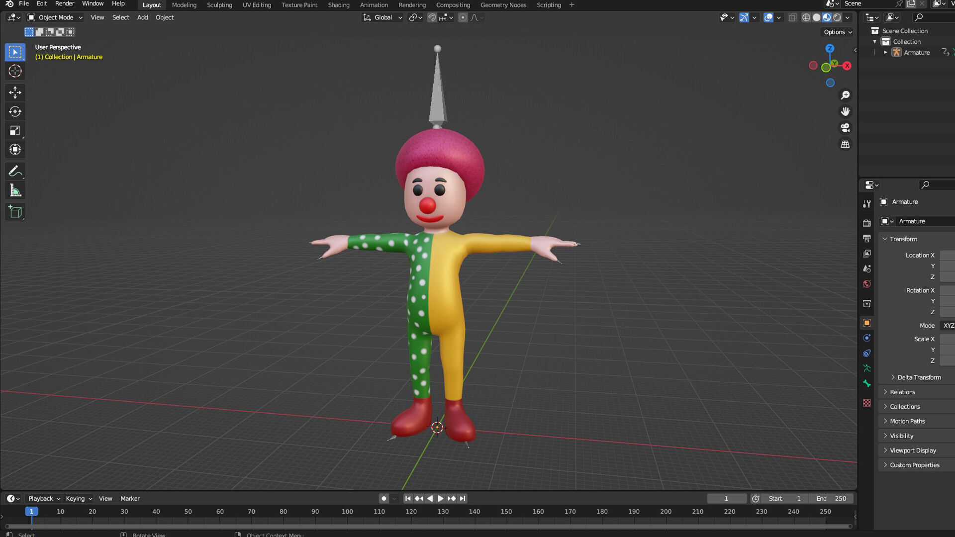 Low-Poly Clown 01 Animated Low-poly 3D model_4