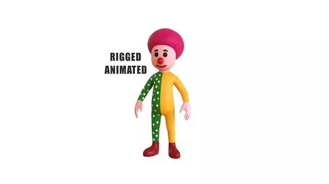 Low-Poly Clown 01 Animated Low-poly 3D model