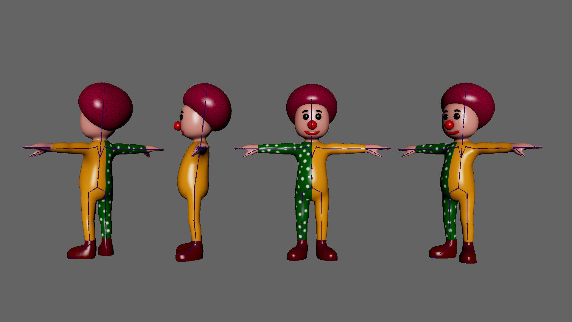 Low-Poly Clown 01 Animated Low-poly 3D model_3