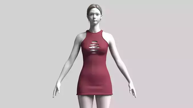 Girls Midi Dress 3D model