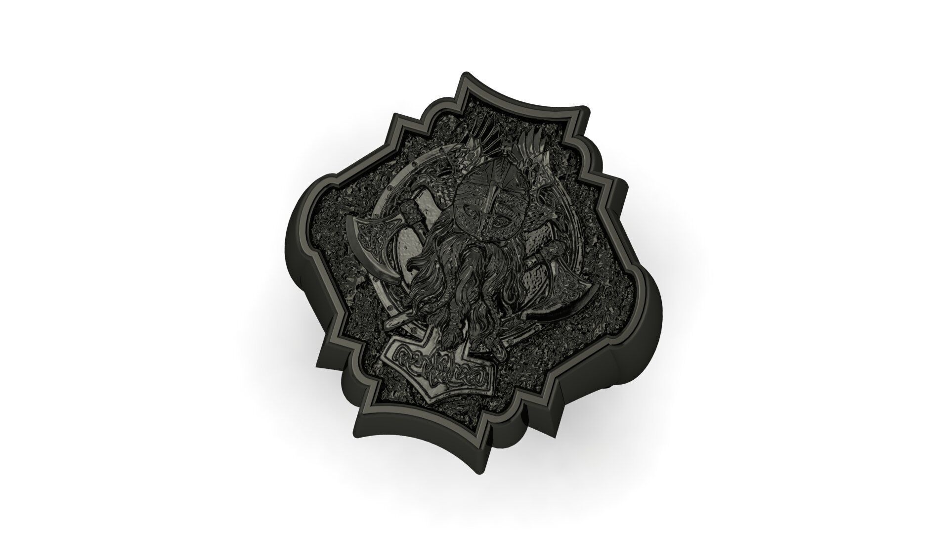 Viking and Axes Ring 3D print model_3