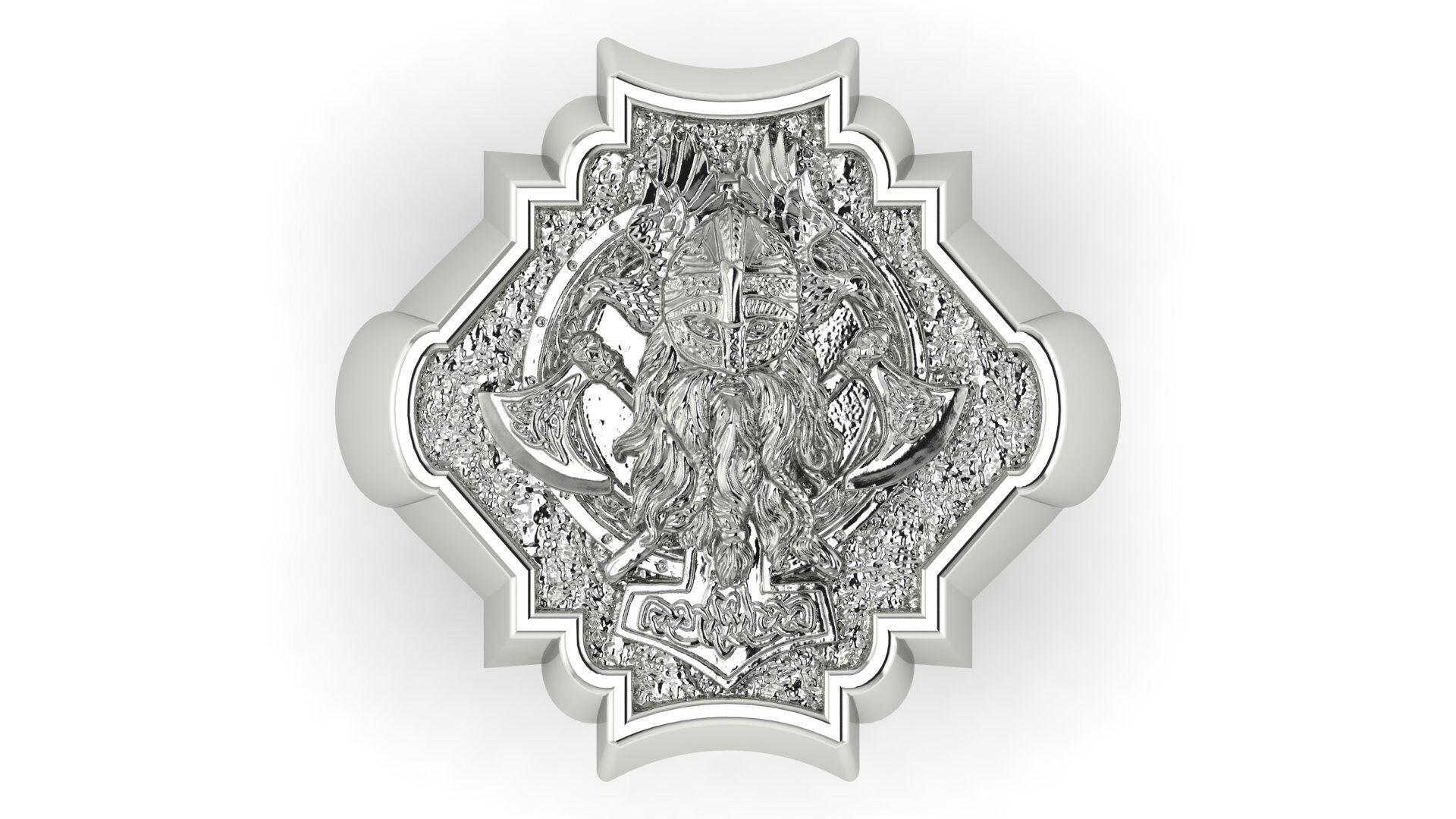 Viking and Axes Ring 3D print model_5