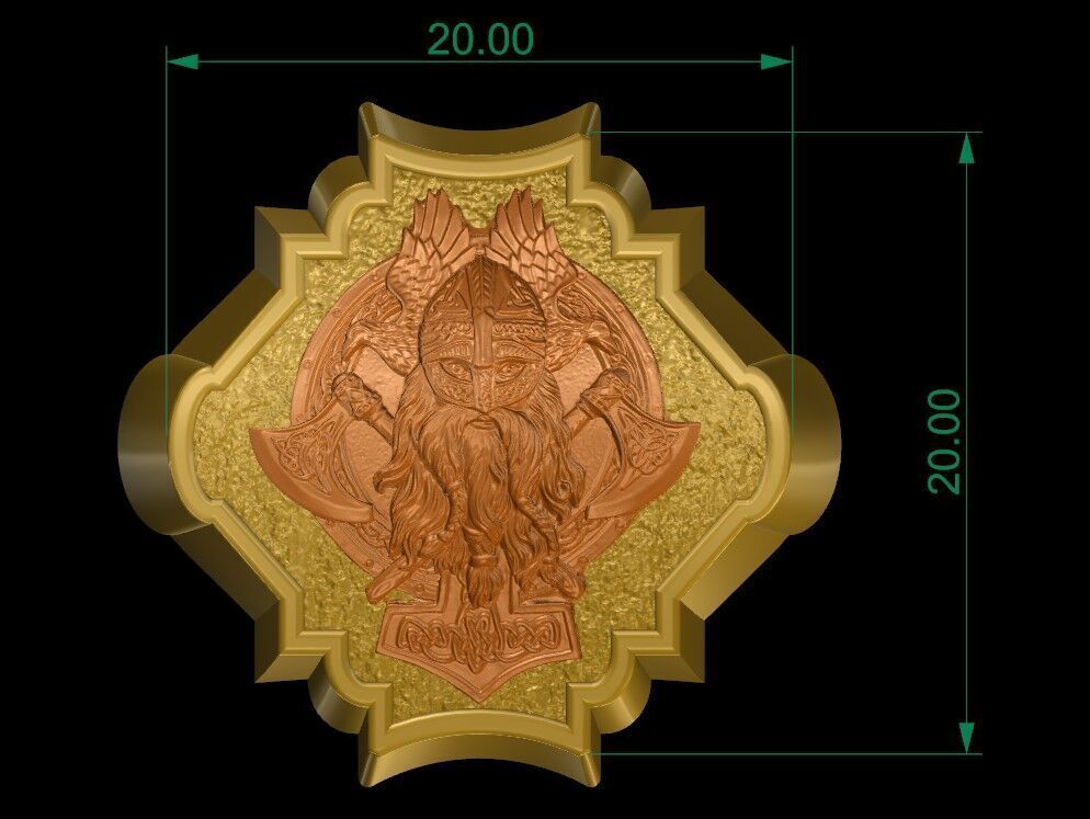 Viking and Axes Ring 3D print model_8