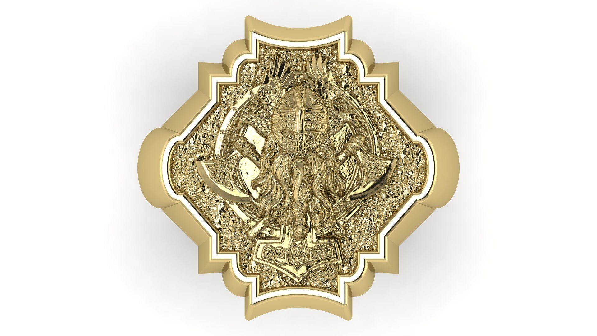 Viking and Axes Ring 3D print model_4