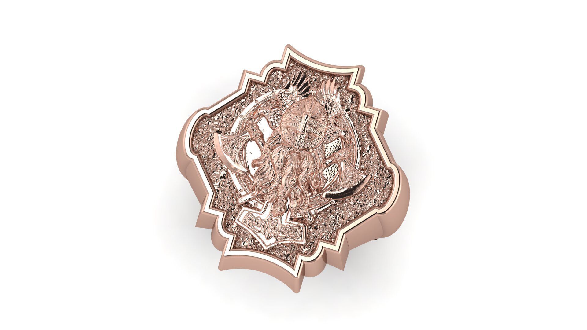 Viking and Axes Ring 3D print model_2