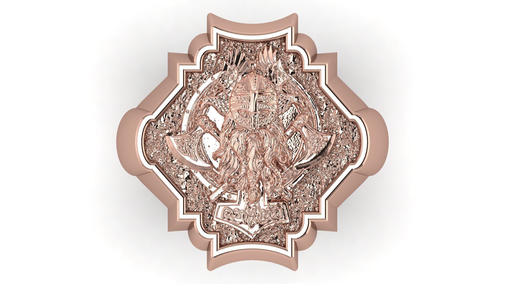 Viking and Axes Ring 3D print model_6