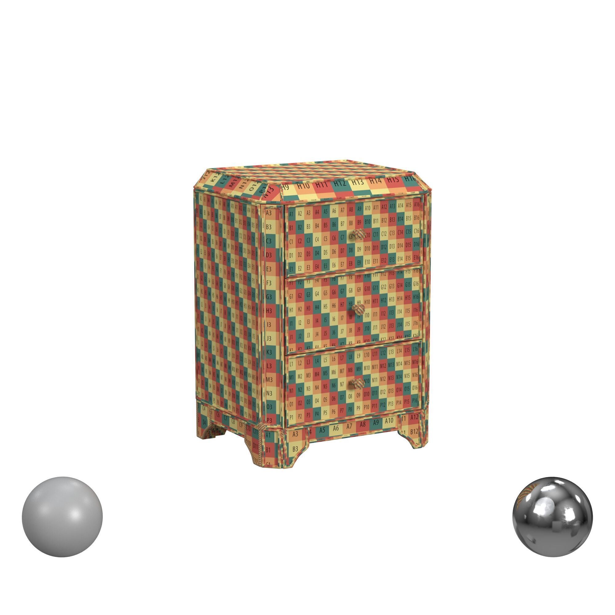 Hooker Furniture Arabella Mirrored Three-Drawer Nightstand 3D model_2