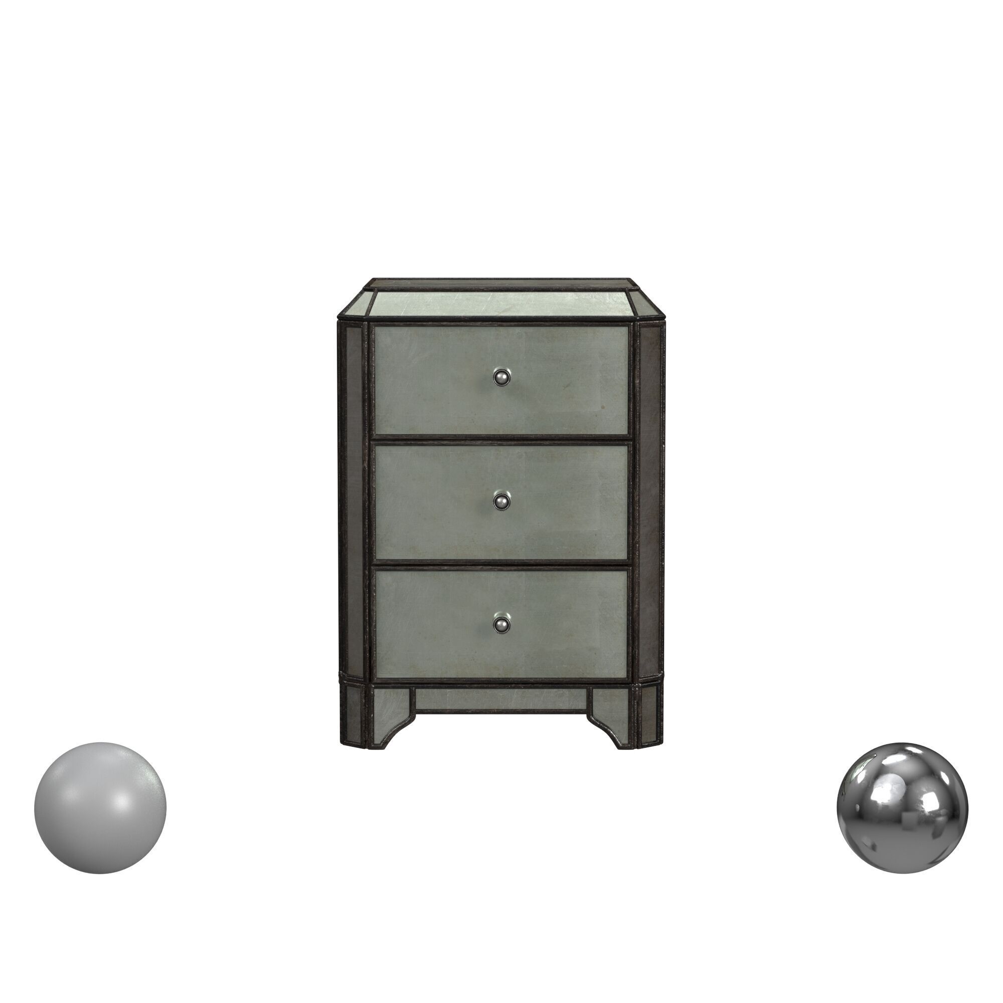 Hooker Furniture Arabella Mirrored Three-Drawer Nightstand 3D model_1