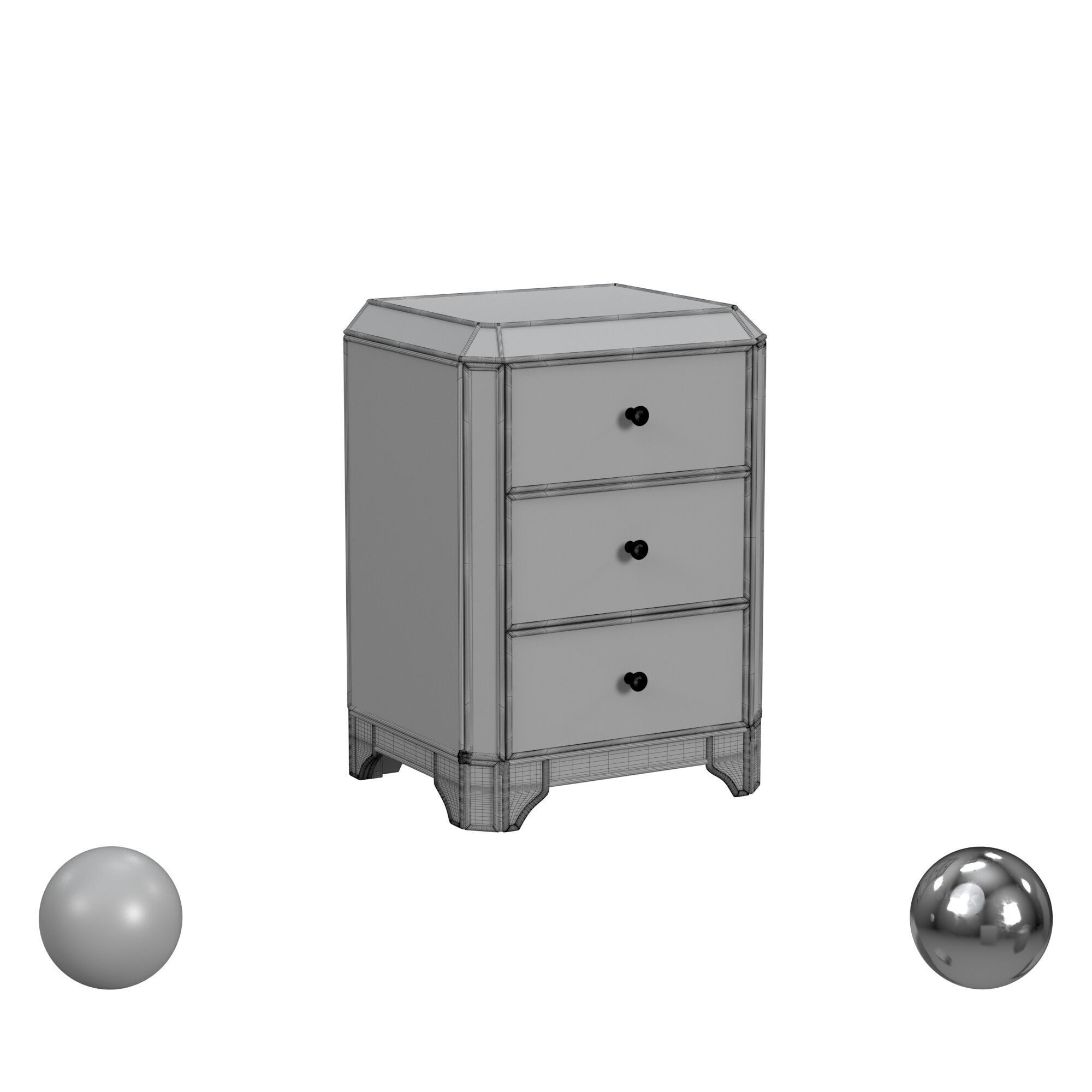 Hooker Furniture Arabella Mirrored Three-Drawer Nightstand 3D model_3