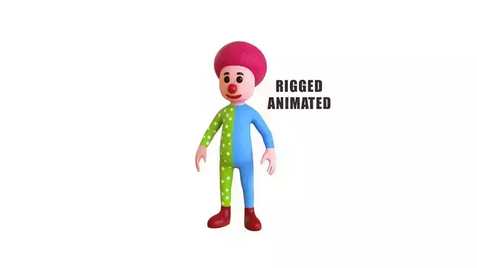 Low-Poly Clown 03 Animated Low-poly 3D model