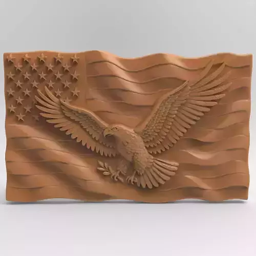 American Eagle And Flag USA Patriotic Waving Flag Relief Panel 3D print model