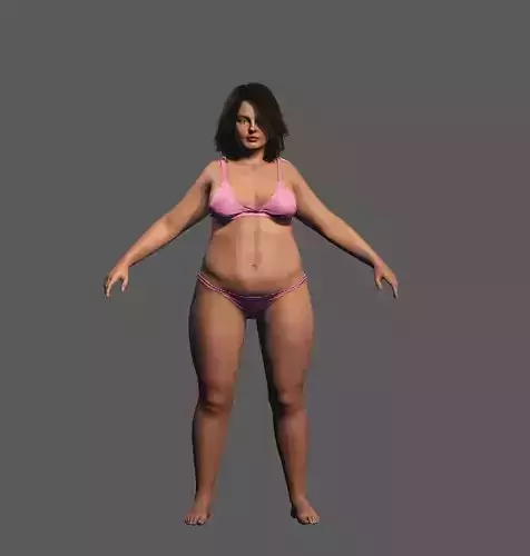 Rigged Base Mesh Fat Female Character-Realistic 3D Model 