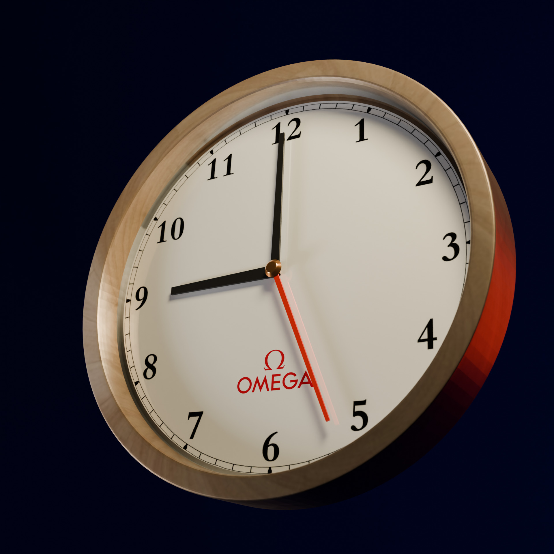 Realistic Wall Clock 3D Model Omega Style Low-Poly Free 3D model_3