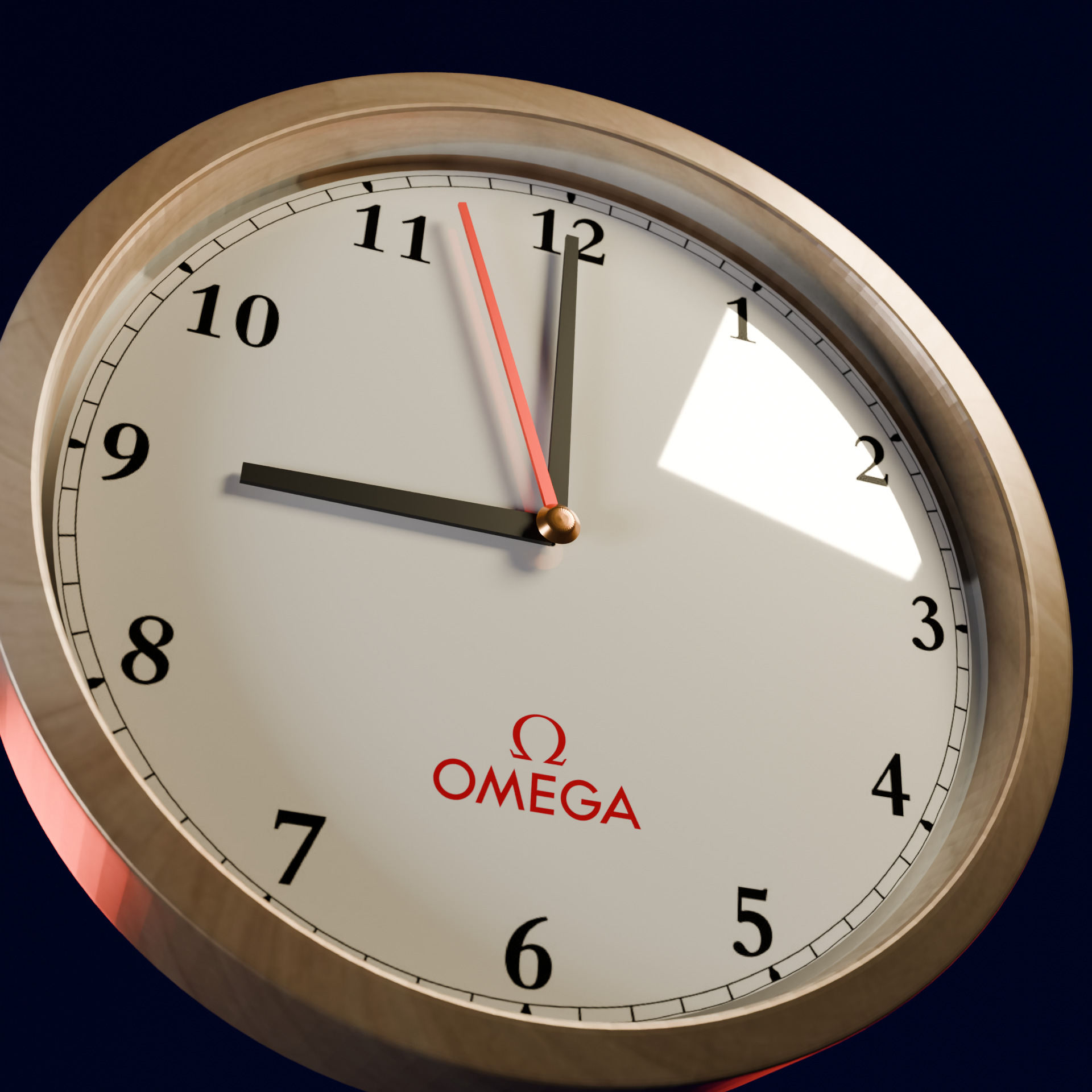 Realistic Wall Clock 3D Model Omega Style Low-Poly Free 3D model_2