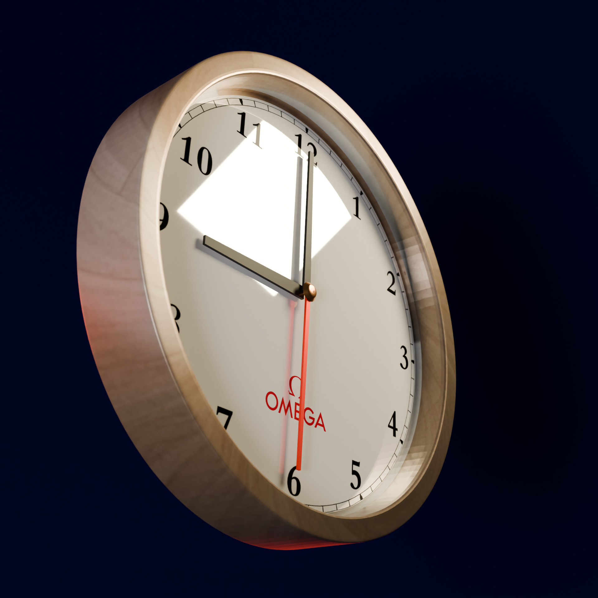 Realistic Wall Clock 3D Model Omega Style Low-Poly Free 3D model_1