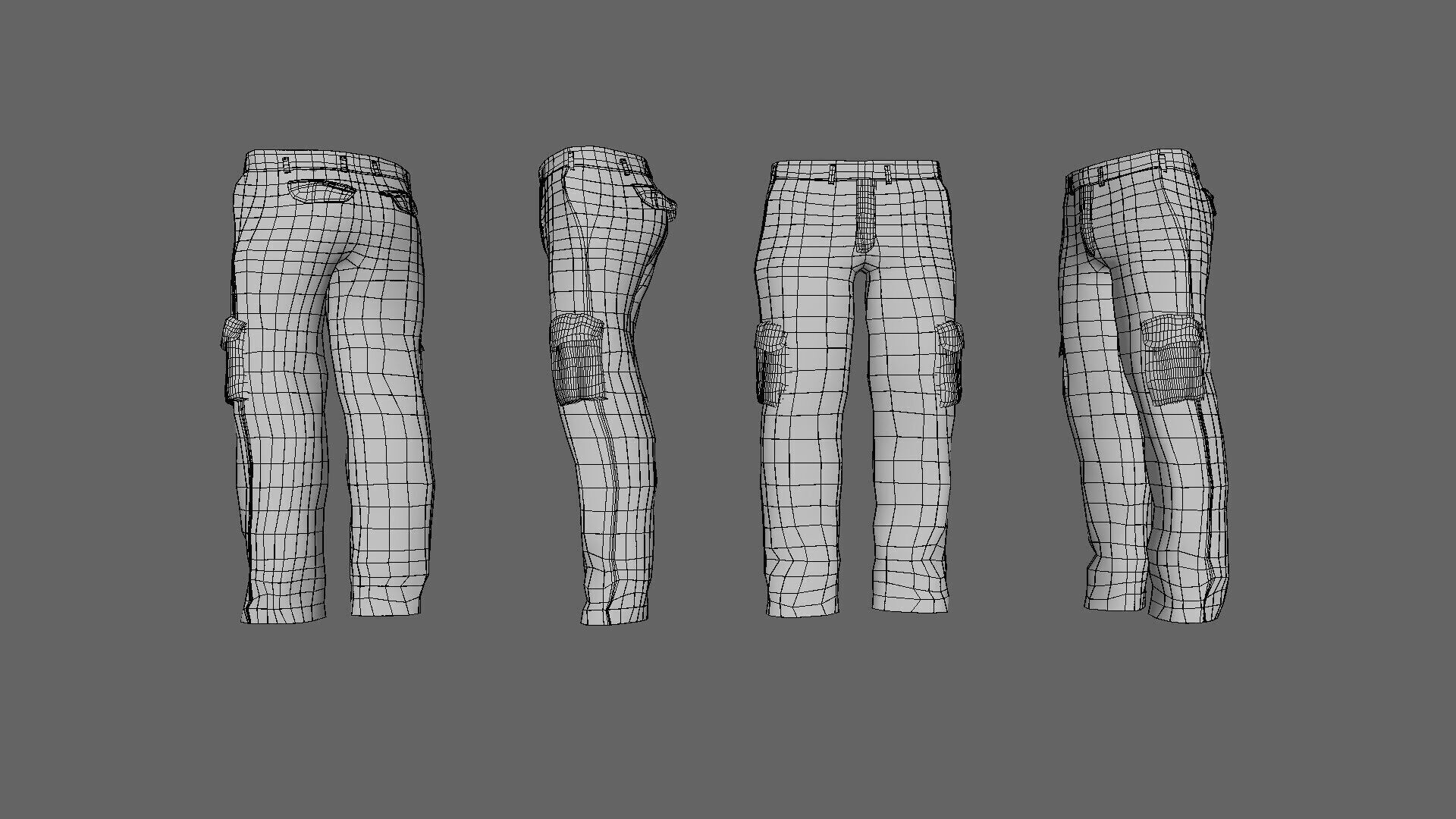 Pant Worker  Low-poly 3D model_6