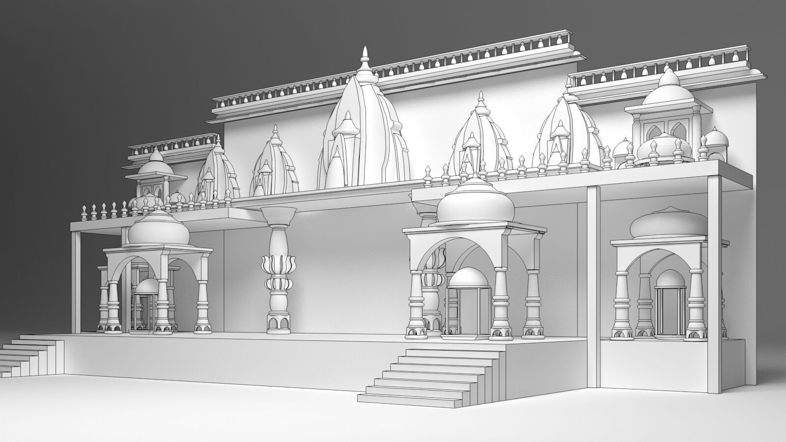 Indian Wedding Stage 3D model_2